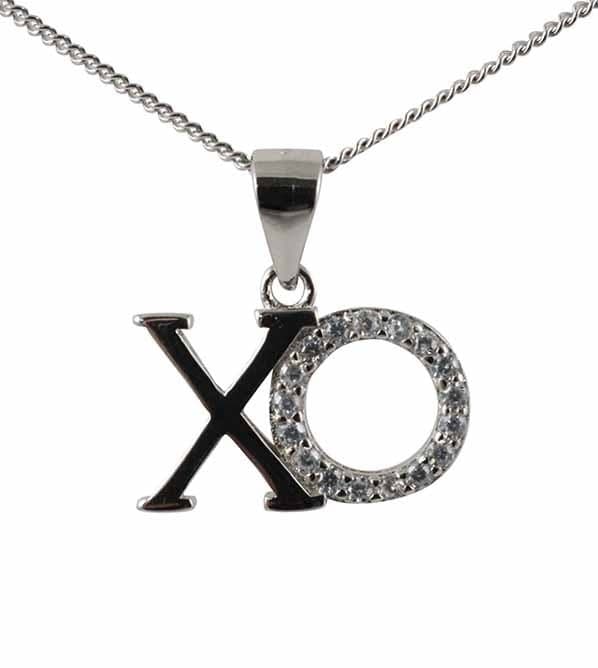 XO Hugs & Kisses Halsband i äkta silver . Alla hjärtans dag