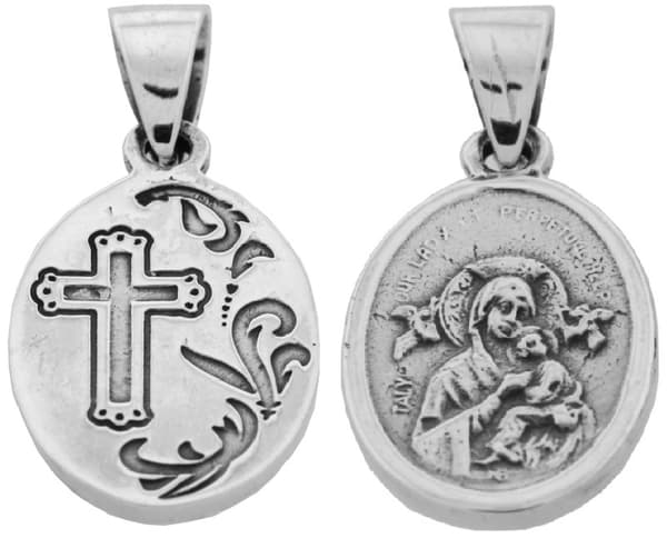 Dubbelsidig Äkta 925 Sterling Silver - Our lady perpetual help