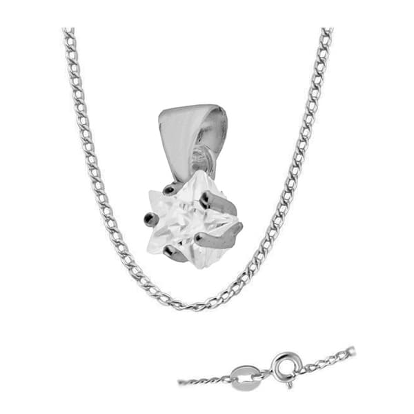 Äkta 925 Sterling Silver Halsband prydd med CZ Kristall