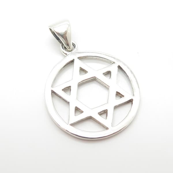 Davidsstjärnan Äkta 925 Sterling Silver Hänge + Kedja