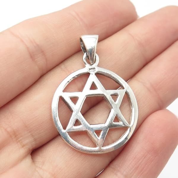 Davidsstjärnan Äkta 925 Sterling Silver Hänge + Kedja