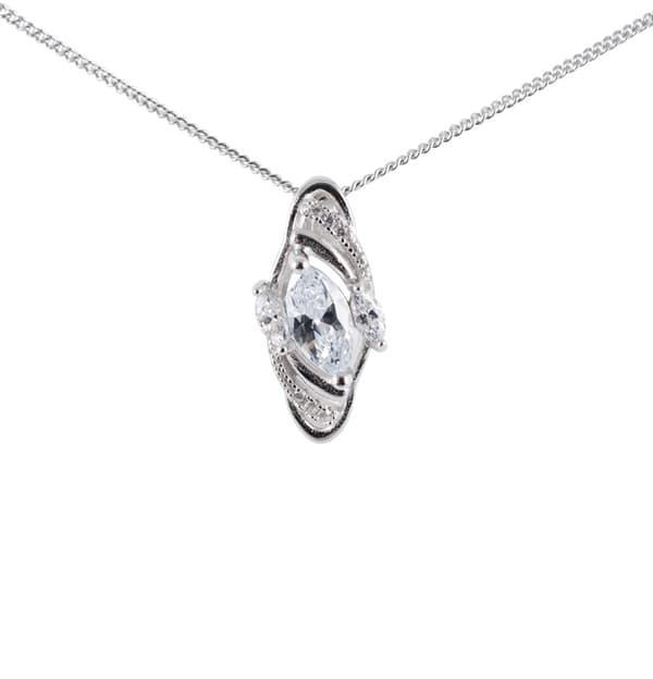 Äkta Sterling Silver halsband med hänge prydd m kristaller