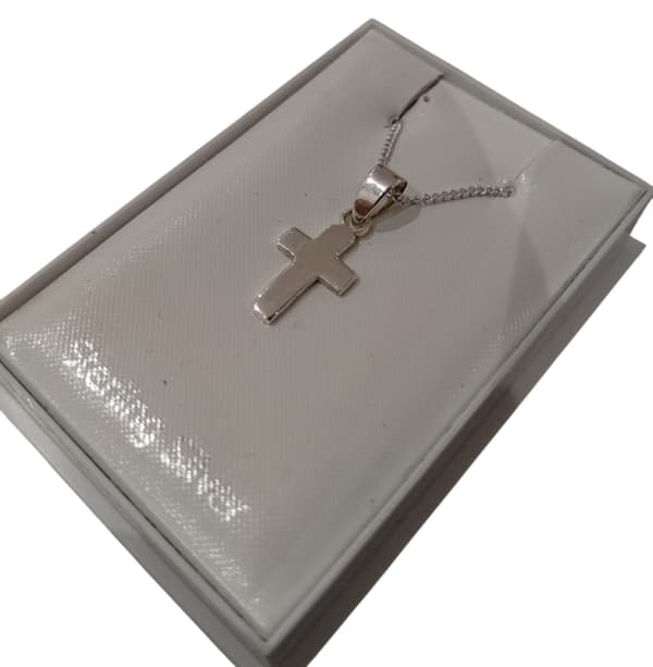 Äkta 925 Sterling Silver Liten Kors Halsband