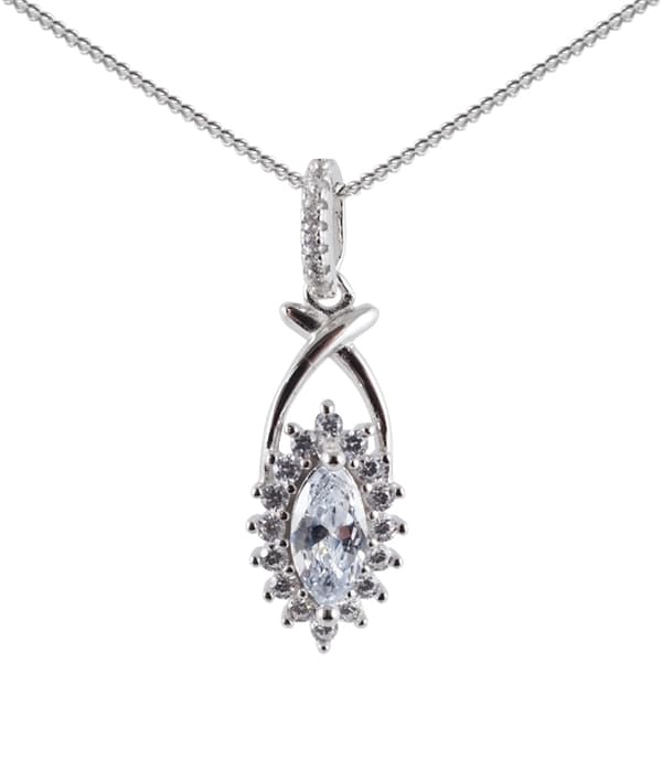 Äkta Sterling Silver halsband med hänge prydd m kristaller