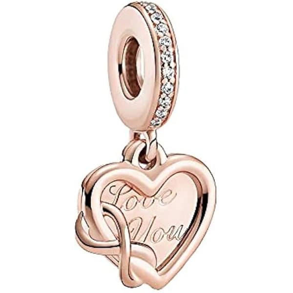 Charm - PANDORA - Kärlek och Familj - Sterlingsilver - 14 karat roséguld - Kubisk zirkonia