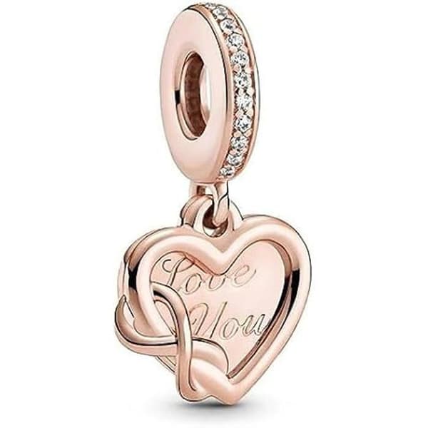 Charm - PANDORA - Kärlek och Familj - Sterlingsilver - 14 karat roséguld - Kubisk zirkonia