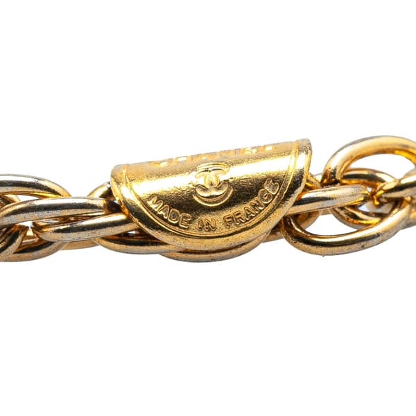 Pre-owned Chanel Gold Plated CC Rhinestone Pendant Necklace Gold