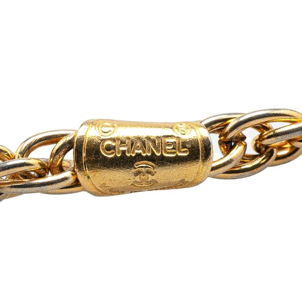Pre-owned Chanel Gold Plated CC Rhinestone Pendant Necklace Gold