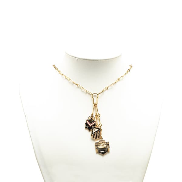 Pre-owned Louis Vuitton Gold Plated Enamel and Crystal Charm Pendant Necklace Gold