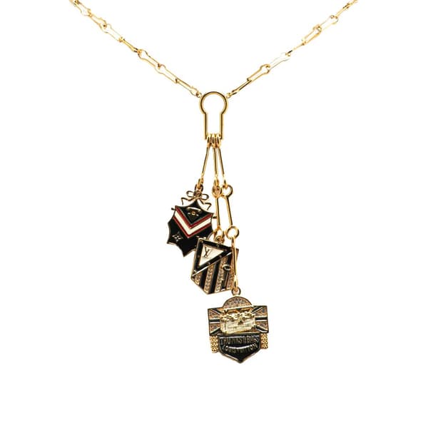 Pre-owned Louis Vuitton Gold Plated Enamel and Crystal Charm Pendant Necklace Gold