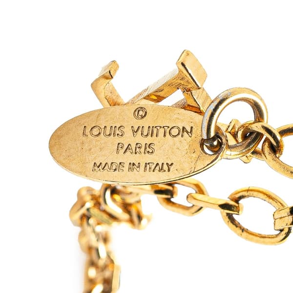 Pre-owned Louis Vuitton Gold Plated Crystal Gamble Necklace Gold
