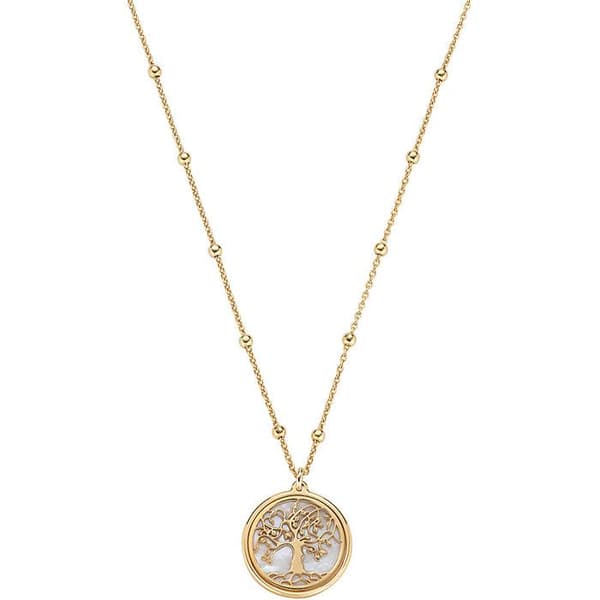 Halsband - Amen - Livets träd - 925 Gult Silver - Guld och vit pärlemor