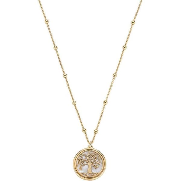 Halsband - Amen - Livets träd - 925 Gult Silver - Guld och vit pärlemor