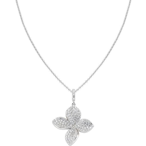 Halsband - AMEN - CLFIBBZ - Rhodiumpläterat 925 silver - Vita zirkoner - Längd 40 cm + 5 cm förlängning
