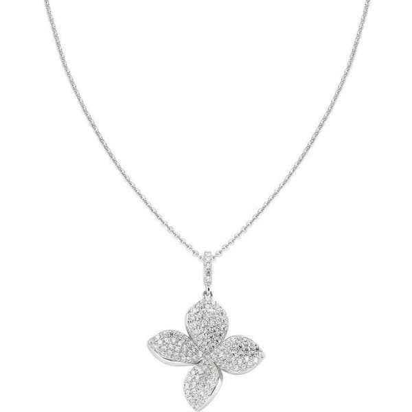 Halsband - AMEN - CLFIBBZ - Rhodiumpläterat 925 silver - Vita zirkoner - Längd 40 cm + 5 cm förlängning