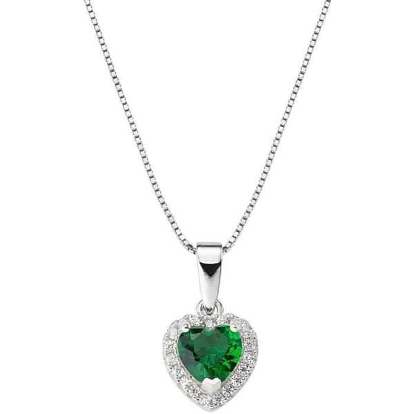 Halsband - AMEN - CLTICBVE - Argent 925 - Gröna och vita zirkoner - Längd 40 + 2,5 cm