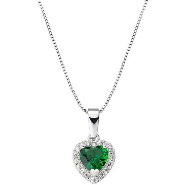 Halsband - AMEN - CLTICBVE - Argent 925 - Gröna och vita zirkoner - Längd 40 + 2,5 cm