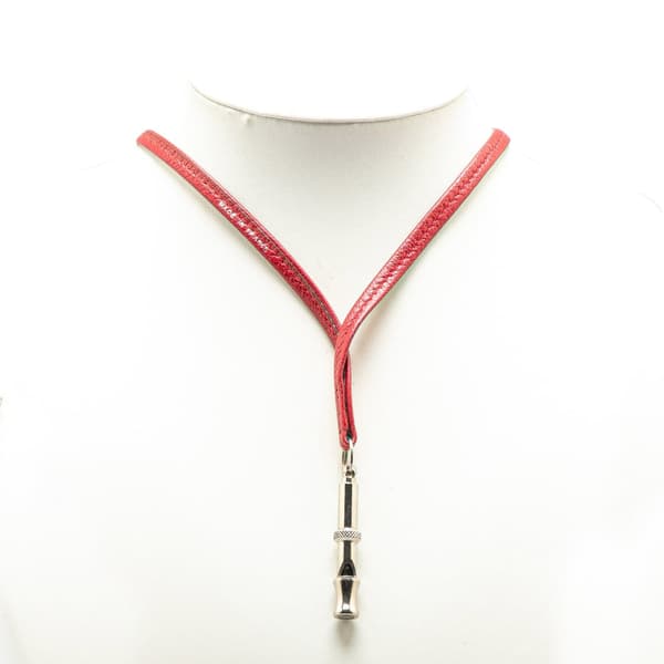 Pre-owned Hermès Leather Ultrasonic Dog Whistle Necklace Red