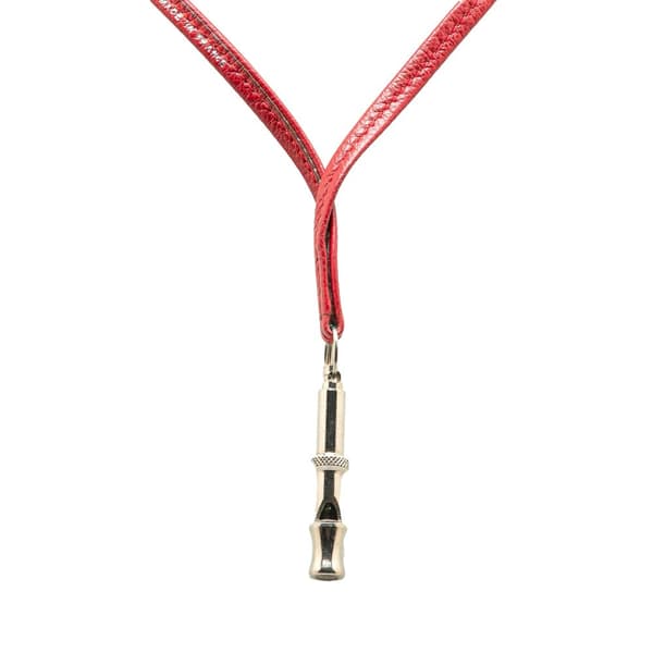 Pre-owned Hermès Leather Ultrasonic Dog Whistle Necklace Red
