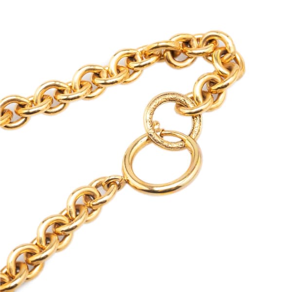 Pre-owned Chanel Gold Plated CC Round Medallion Pendant Necklace Gold