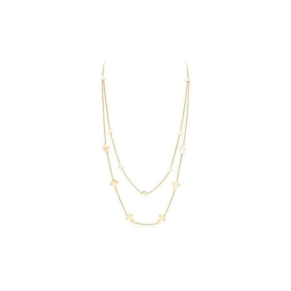 Collier - AMEN JEWELS - Mod. CROCI CUORI DOPPIA DSP - Massivt Silver 925° - IP Rosé Guld - Kvinna