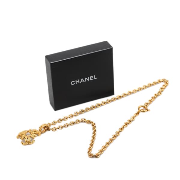 Pre-owned Chanel Gold Plated Triple CC Pendant Necklace Gold