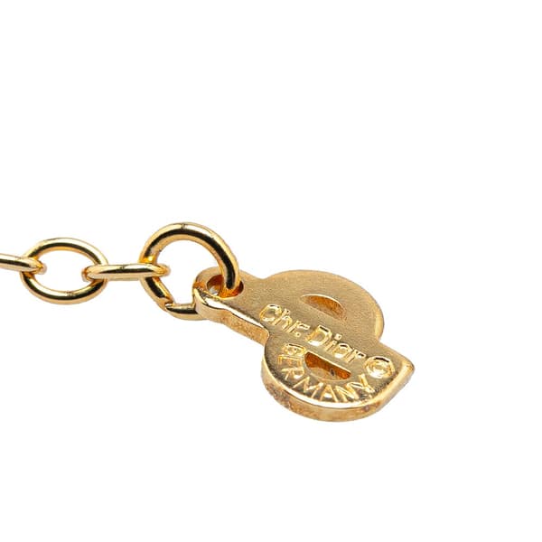 Pre-owned Dior Gold Plated CD Crystal Pendant Necklace Gold