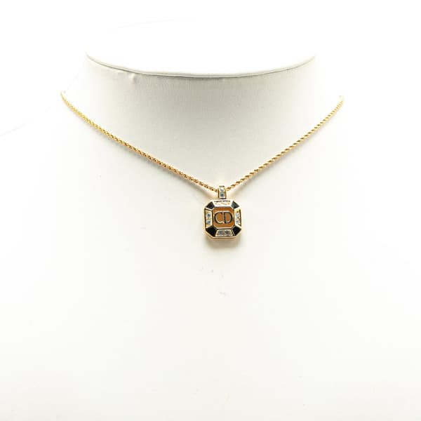 Pre-owned Dior Gold Plated CD Crystal Pendant Necklace Gold