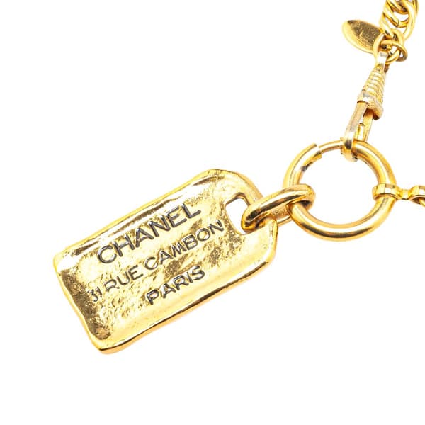 Pre-owned Chanel Gold Plated 31 Rue Cambon Dog Tag Pendant Necklace Gold