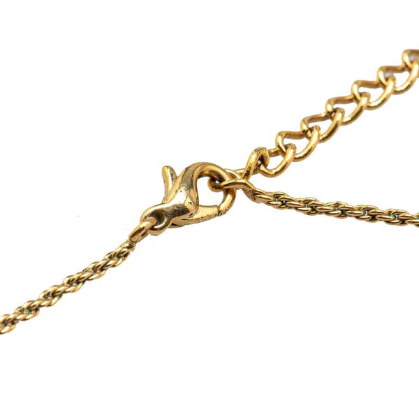 Pre-owned Dior Gold Plated Cut Out O Logo Pendant Necklace Gold