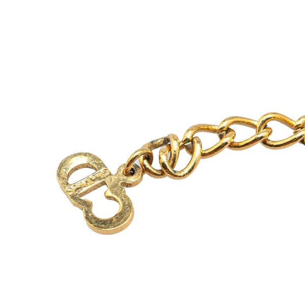 Pre-owned Dior Gold Plated Cut Out O Logo Pendant Necklace Gold