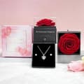 Miniatyrbild 4 av 6: Evig Ros med Hjärta Halsband och Örhängen, Kvinna Halsband Kärlek Pärla - Present till Kvinna, Mamma, Alla hjärtans dag