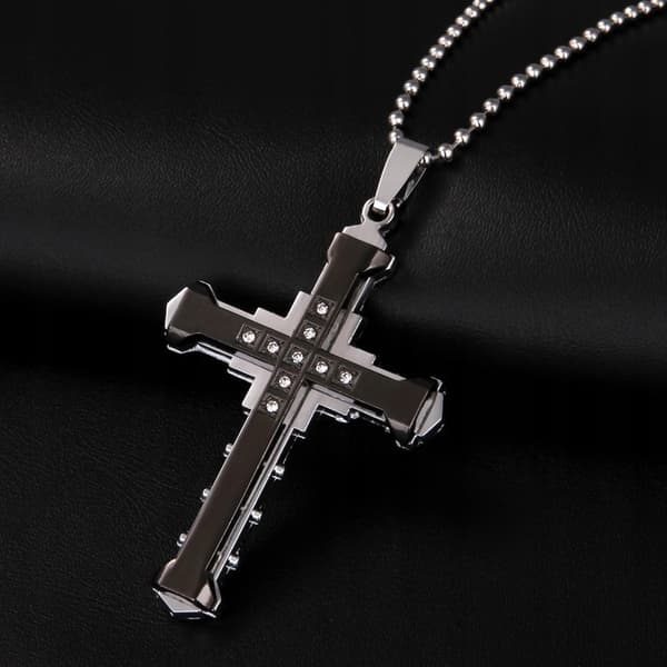 HALSBAND HÄNGE STÅL HANDARMOR KORS SVART 389