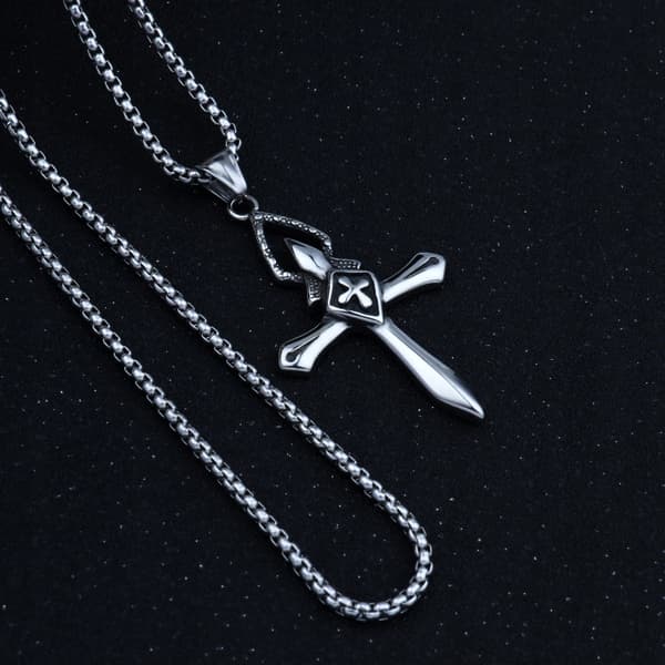 HALSBAND Silver Stål KORS KORSBÖN 368