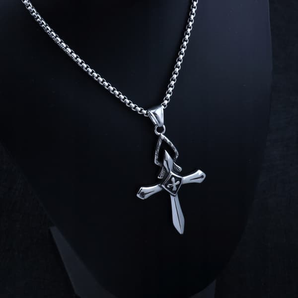 HALSBAND Silver Stål KORS KORSBÖN 368