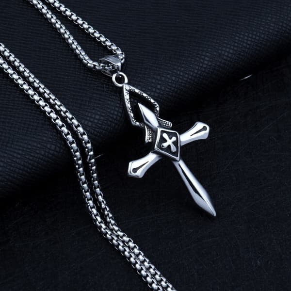 HALSBAND Silver Stål KORS KORSBÖN 368