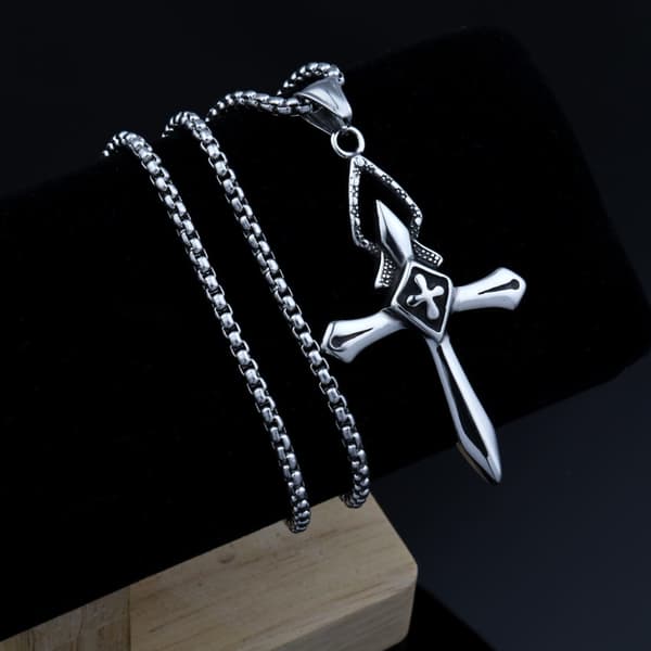 HALSBAND Silver Stål KORS KORSBÖN 368