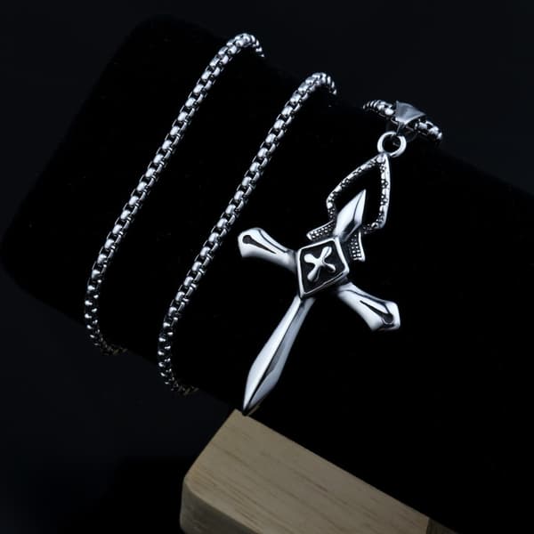 HALSBAND Silver Stål KORS KORSBÖN 368