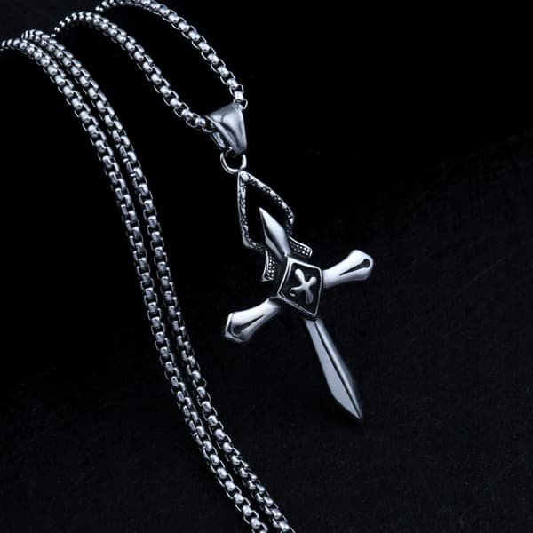 HALSBAND Silver Stål KORS KORSBÖN 368
