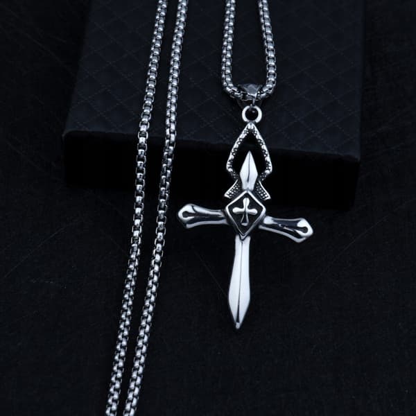 HALSBAND Silver Stål KORS KORSBÖN 368