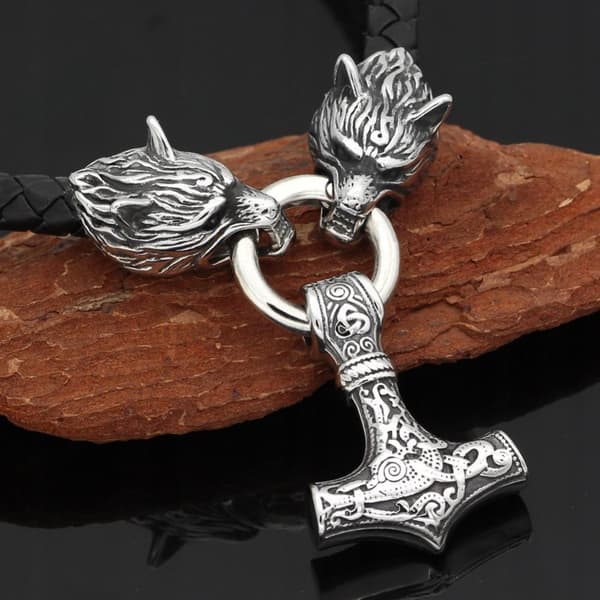 HALSBAND Silver Herr TORS HAMMARE Vargar TJOCK 356