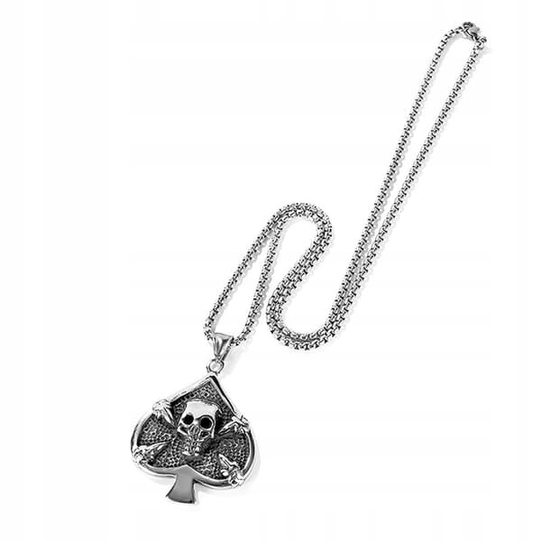 HALSBAND Silverkedja SPADE DÖDSKALLEKORT 353