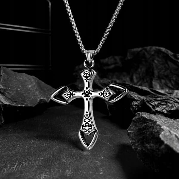 HALSBAND Silverkedja Stål KORS 344