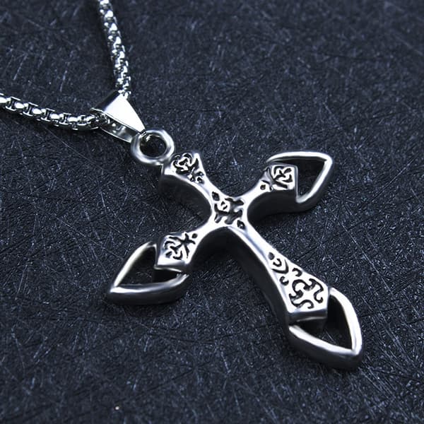HALSBAND Silverkedja Stål KORS 344