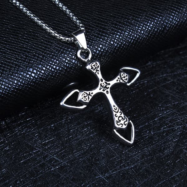 HALSBAND Silverkedja Stål KORS 344