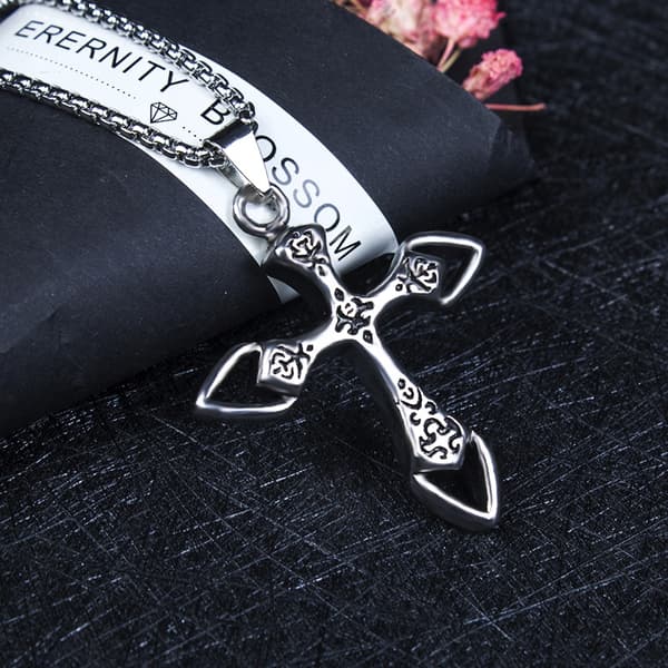 HALSBAND Silverkedja Stål KORS 344