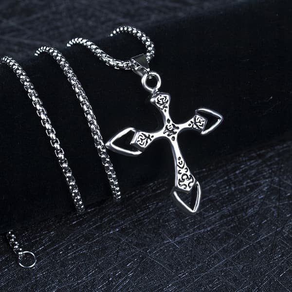 HALSBAND Silverkedja Stål KORS 344