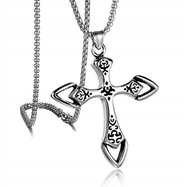 HALSBAND Silverkedja Stål KORS 344