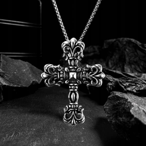 HALSBAND Silver Stålkedja KORS 328