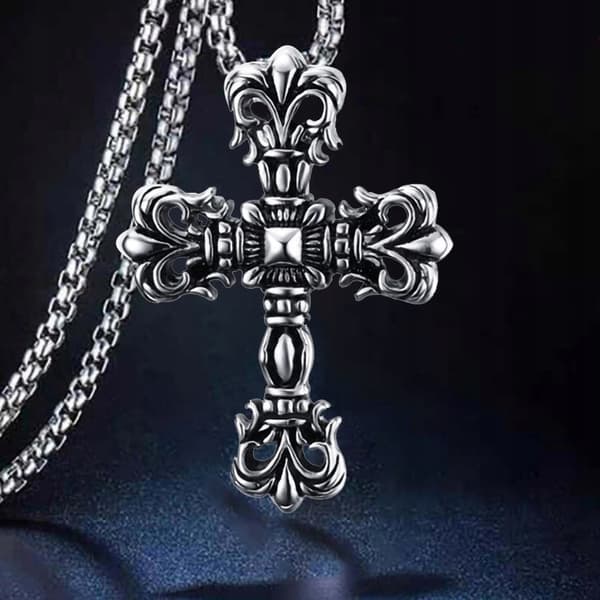 HALSBAND Silver Stålkedja KORS 328